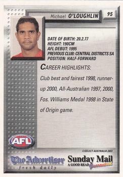 2003 Select The Advertiser-Sunday Mail AFL #95 Michael O’Loughlin Back